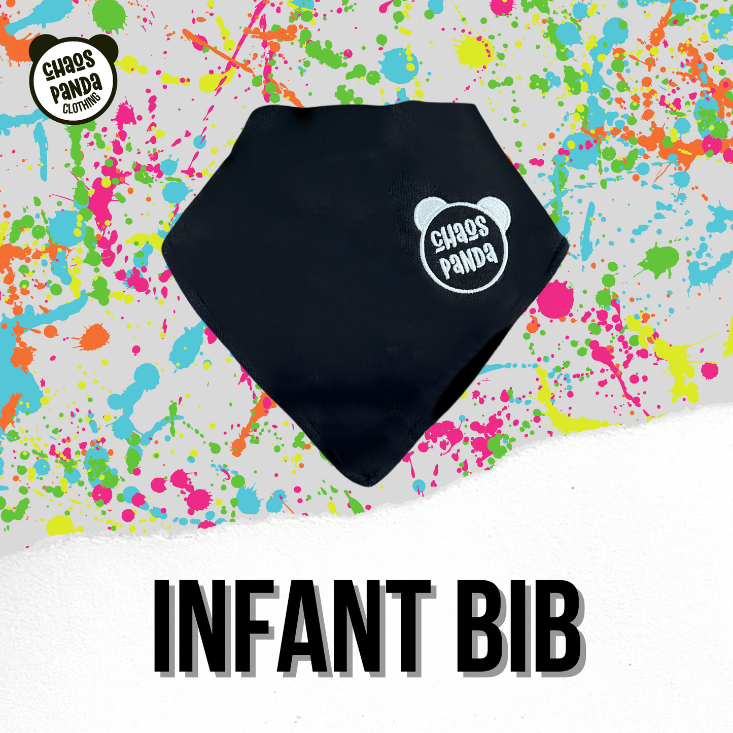 Infant Black Chaos Panda Bandana Bib - One Size